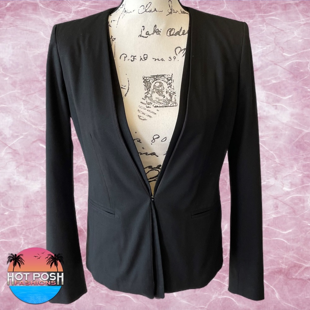 Ann Taylor Tailored Hook & Eye Black Suit Blazer size 2